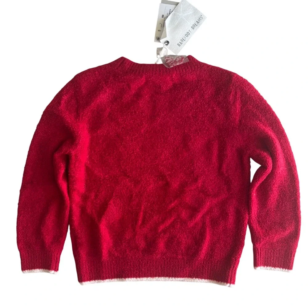 Barefoot Dreams Kids Christmas Pullover Holly Red CozyChic Sweater 2T/3T NEW